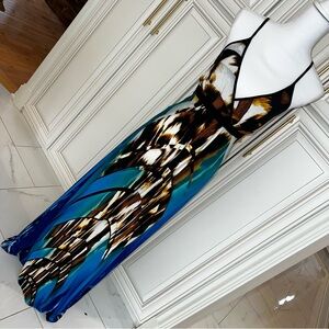 Bisou Bisou Blue and Brown Maxi Dress